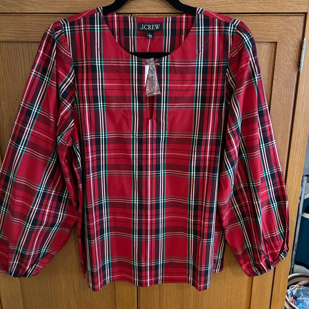 JCrew Woman’s Red Plaid Blouse